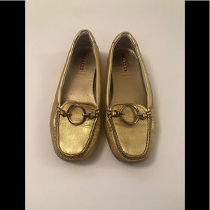 Prada Gold Leather Flats